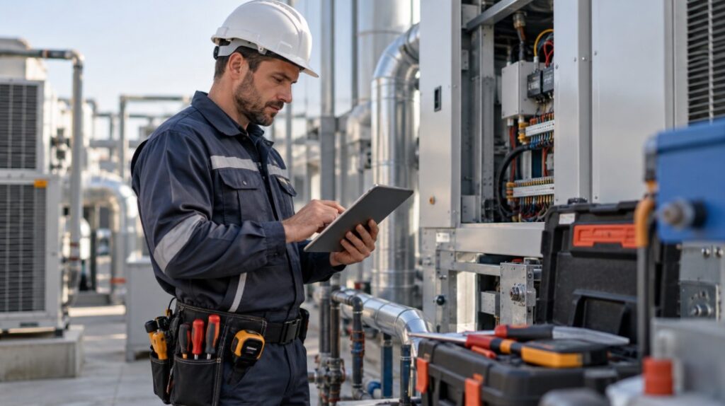 Técnico consultando una orden de trabajo digital